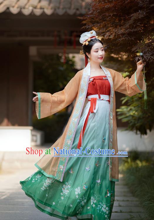 Chinese Traditional Song Dynasty Young Female Historical Costumes Ancient Imperial Concubine Embroidered Garment Hanfu Dress for Women