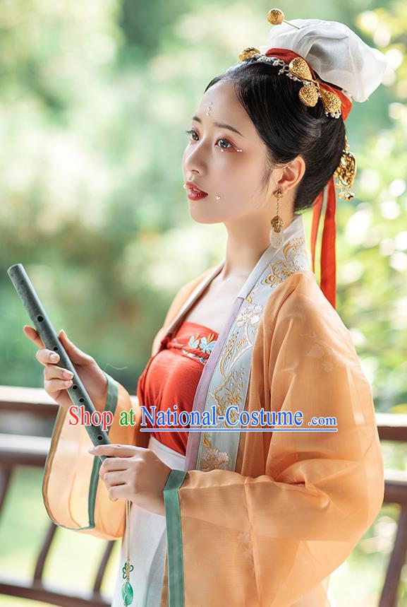 Chinese Traditional Song Dynasty Young Female Historical Costumes Ancient Imperial Concubine Embroidered Garment Hanfu Dress for Women