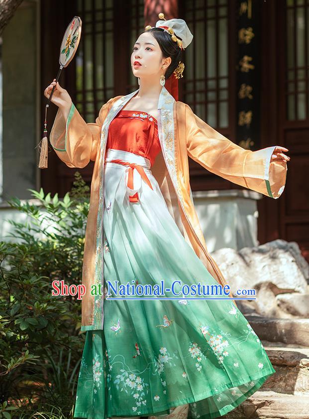 Chinese Traditional Song Dynasty Young Female Historical Costumes Ancient Imperial Concubine Embroidered Garment Hanfu Dress for Women