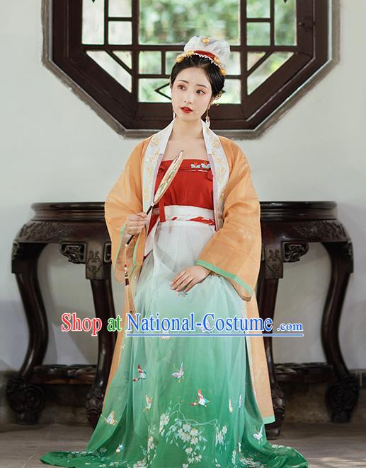 Chinese Traditional Song Dynasty Young Female Historical Costumes Ancient Imperial Concubine Embroidered Garment Hanfu Dress for Women