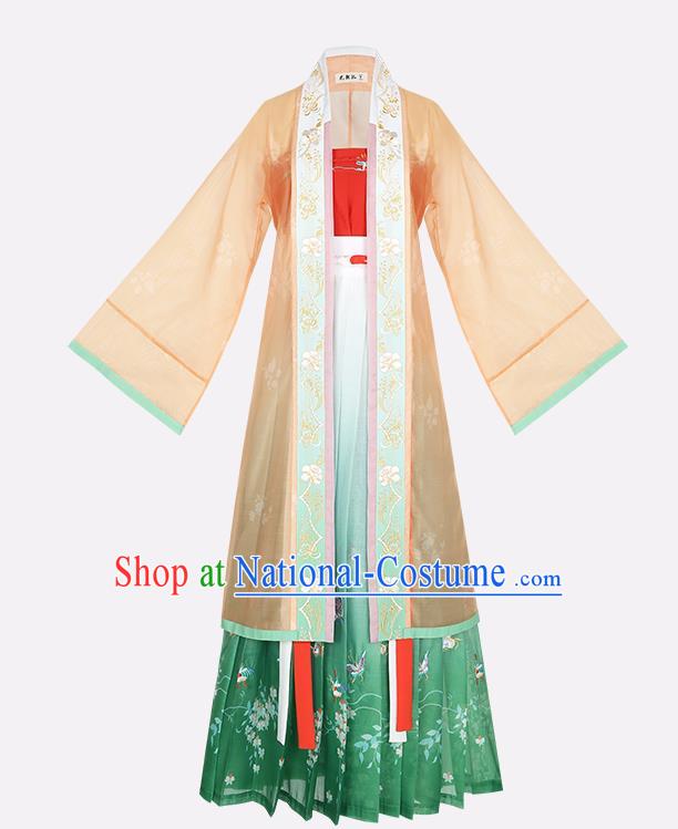 Chinese Traditional Song Dynasty Young Female Historical Costumes Ancient Imperial Concubine Embroidered Garment Hanfu Dress for Women