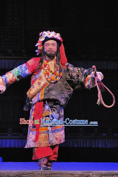 Chen Ai Luo Ding Chinese Sichuan Opera Elderly Prince Apparels Costumes and Headpieces Peking Opera Lord Garment Tibetan King Clothing