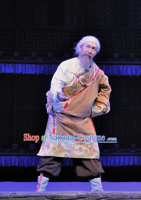 Chen Ai Luo Ding Chinese Sichuan Opera Old Man Apparels Costumes and Headpieces Peking Opera Garment Tibetan Male Clothing