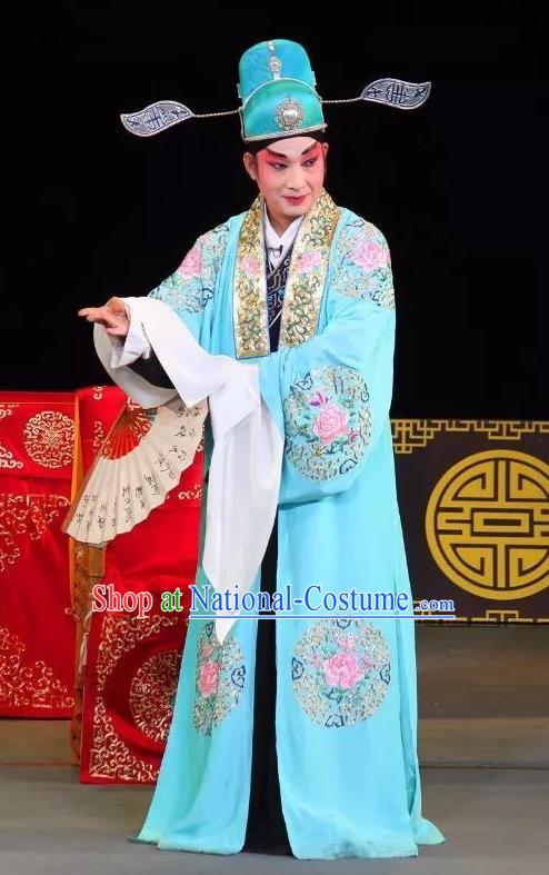 Fen Xiang Ji Chinese Sichuan Opera Scholar Wang Kui Apparels Costumes and Headpieces Peking Opera Niche Garment Xiaosheng Clothing