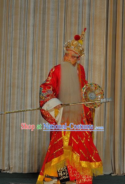 The Legend of White Snake Chinese Sichuan Opera Monk Fa Hai Apparels Costumes and Headpieces Peking Opera Elderly Male Garment Buddhist Abbot Clothing