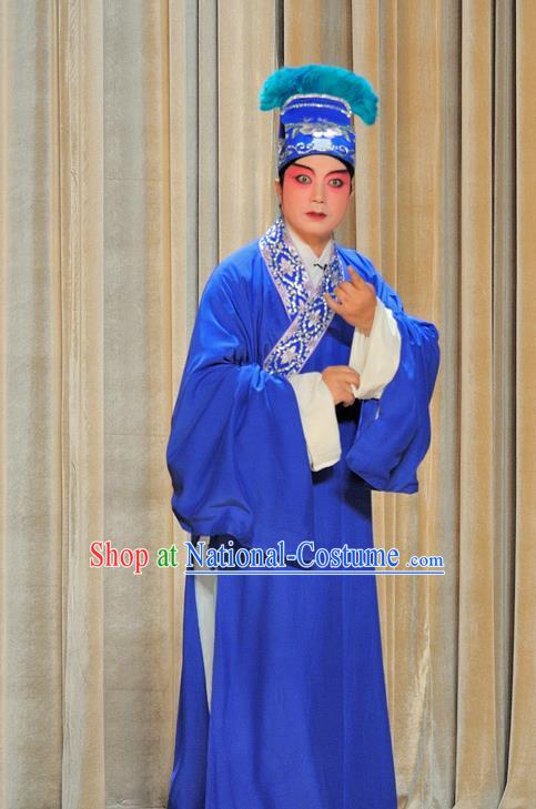 The Legend of White Snake Chinese Sichuan Opera Young Male Apparels Costumes and Headpieces Peking Opera Xiaosheng Garment Scholar Xu Xian Clothing