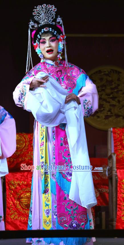 Chinese Sichuan Opera Hua Tan Garment Costumes and Hair Accessories Chu Gong Hui Traditional Peking Opera Imperial Consort Dress Actress Meng Ying Apparels