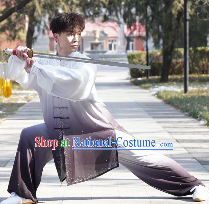 Top Male Kung Fu Costume Martial Arts Training Uniform Shaolin Wushu Clothing Tai Ji Competition Outfits