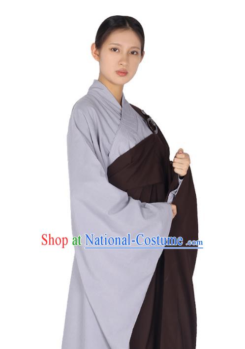 Chinese Traditional Women Lay Buddhist Costume Top Grade Tai Ji Uniforms Tang Suit Meditation Buddhist Nun Cassock