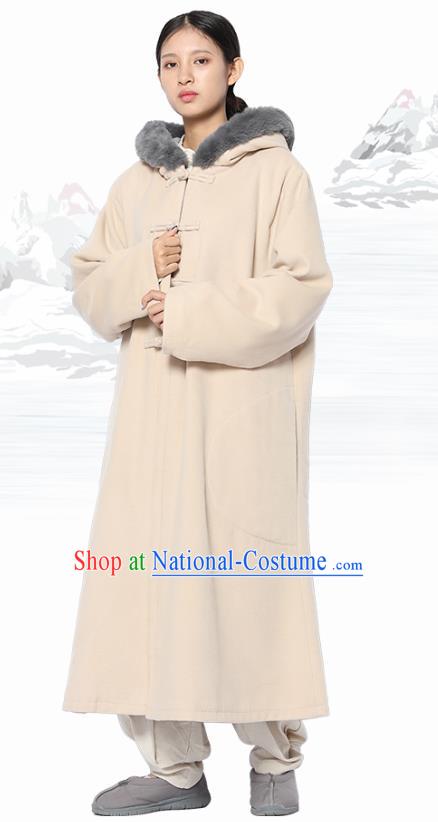 Chinese Traditional Lay Buddhist Costume Top Grade Tai Ji Uniforms Professional Tang Suit Women Beige Meditation Coat