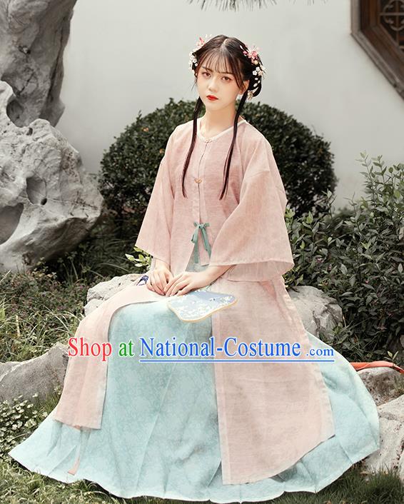 Chinese Ancient Ming Dynasty Young Female Hanfu Dress Traditional Garment Nobility Lady Historical Costumes Complete Set