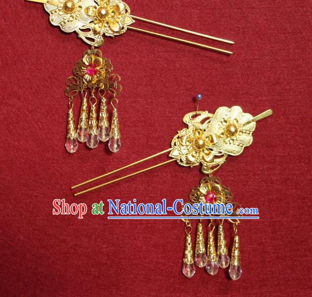 Traditional Chinese Handmade Golden Hairpins Ancient Queen Tassel Hair Clip Hair Accessories for Women