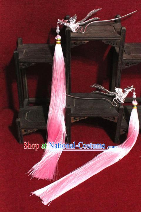 Traditional Chinese Ancient Female Official Dragon Hair Crown Handmade Hair Jewelry Taoist Nun Hairpins Pink Hair Accessories for Women