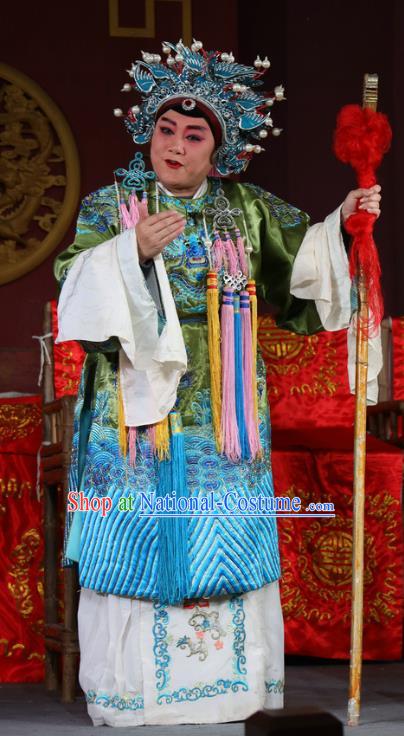 Chinese Sichuan Opera Elderly Female Garment Costumes and Hair Accessories Traditional Peking Opera Return of the Phoenix Dame Dress Pantaloon Apparels