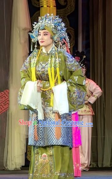 Chinese Sichuan Opera Pantaloon Garment Costumes and Hair Accessories Shuang Ba Lang Traditional Peking Opera Elderly Female Dress Dame Apparels