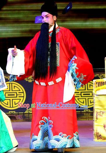 Shuang Tian Guan Chinese Sichuan Opera Elderly Male Apparels Costumes and Headpieces Peking Opera Official Kou Zhun Garment Clothing