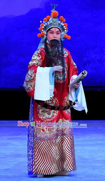 Mrs Anguo Chinese Peking Opera Elderly Male Han Shizhong Garment Costumes and Headwear Beijing Opera Official Apparels Clothing