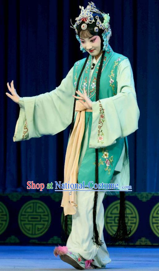 Chinese Sichuan Opera Hua Tan Garment Costumes and Hair Accessories Traditional Peking Opera Actress Dress Fairy Lian Niang Apparels