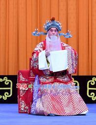 Yu Bei Pavilion Chinese Peking Opera Laosheng Garment Costumes and Headwear Beijing Opera Elderly Official Apparels Clothing