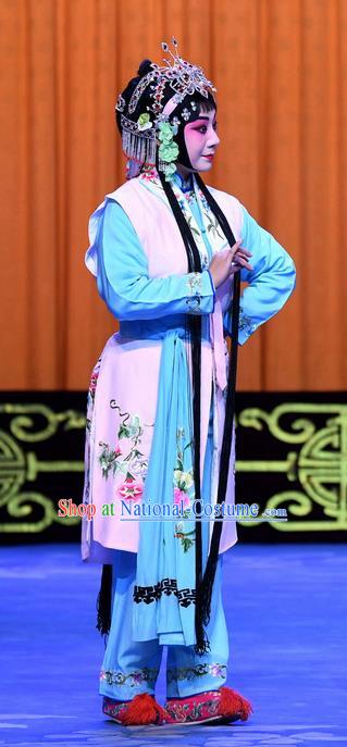 Chinese Beijing Opera Young Beauty Apparels Costumes and Headpieces Traditional Peking Opera Yu Bei Pavilion Xiaodan Wang Shuying Dress Garment