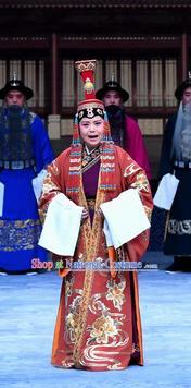 Chinese Beijing Opera Queen Mother Apparels Costumes and Headdress Traditional Peking Opera Elderly Empress Dress Garment