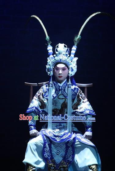 Love Bell Tower Chinese Peking Opera Takefu Garment Costumes and Headwear Beijing Opera Wusheng Apparels Martial Male Clothing