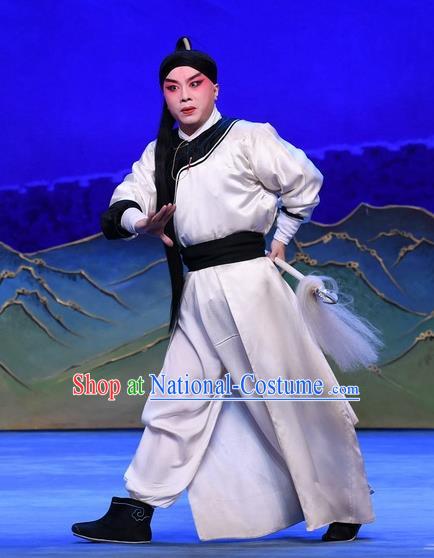 Luo Cheng Chinese Peking Opera Young Male Garment Costumes and Headwear Beijing Opera Swordsman Apparels Martial Male Clothing