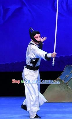 Luo Cheng Chinese Peking Opera Young Male Garment Costumes and Headwear Beijing Opera Swordsman Apparels Martial Male Clothing