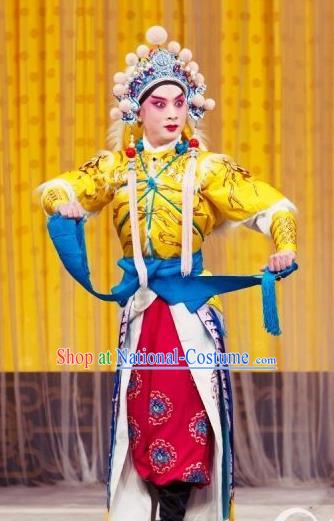 Ya Guan Tower Chinese Peking Opera Young Swordsman Garment Costumes and Headwear Beijing Opera Wusheng Apparels Martial Male Clothing