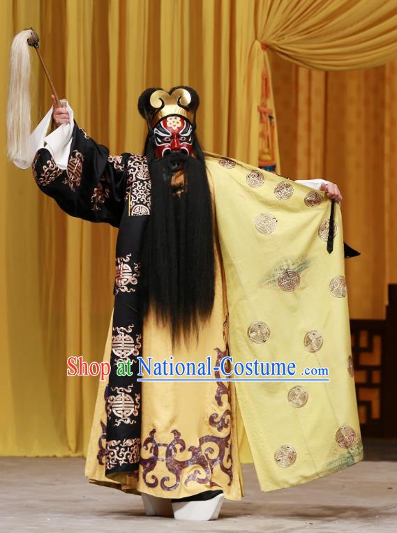 Sister Thirteen Chinese Peking Opera Elderly Male Garment Costumes and Headwear Beijing Opera Laosheng Apparels Official Clothing