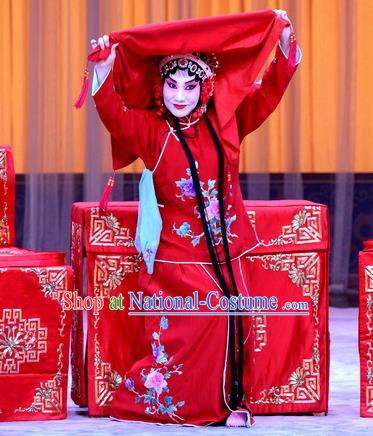 Chinese Beijing Opera Diva Apparels Costumes and Headdress Da Ying Jie Lie Traditional Peking Opera Hua Tan Red Dress Actress Chen Wenxiu Garment