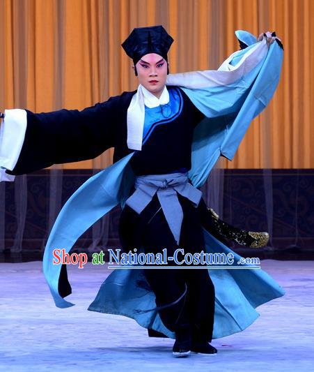 Da Ying Jie Lie Chinese Peking Opera Young Male Garment Costumes and Headwear Beijing Opera Martial Man Apparels Takefu Kuang Zhong Clothing