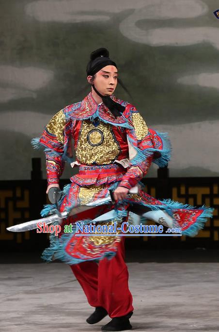 Xi Shi Chinese Peking Opera Soldier Garment Costumes and Headwear Beijing Opera Martial Male Apparels Takefu Clothing