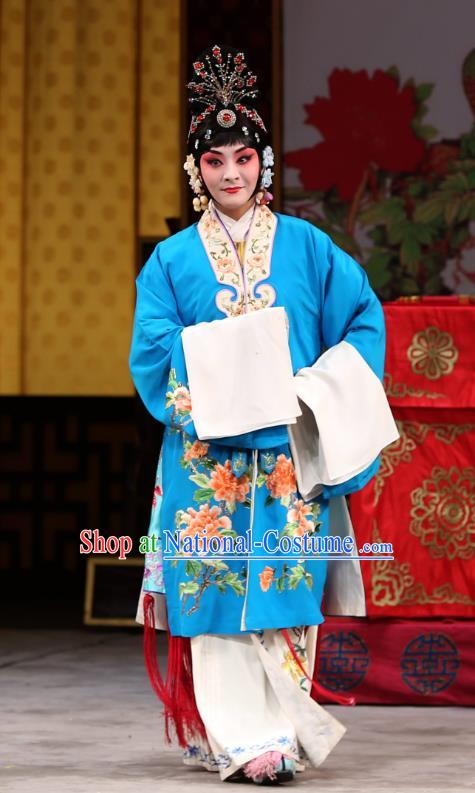 Chinese Beijing Opera Young Female Apparels Costumes and Headdress Traditional Peking Opera Xi Shi Diva Xuan Bo Dress Garment