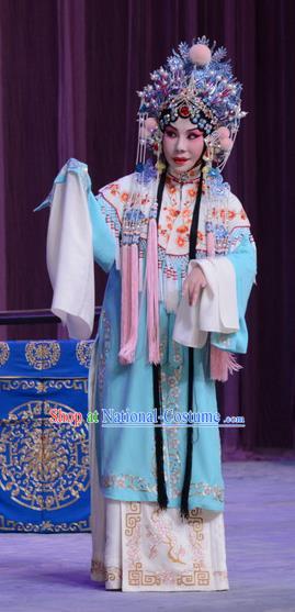 Chinese Beijing Opera Princess of Qin Meng Ying Apparels Costumes and Headdress Kangxi Dadi Traditional Peking Opera Hua Tan Dress Garment