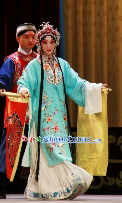 Chinese Beijing Opera Young Female Apparels Costumes and Headdress The Mirror of Fortune Traditional Peking Opera Diva Dress Actress Garment