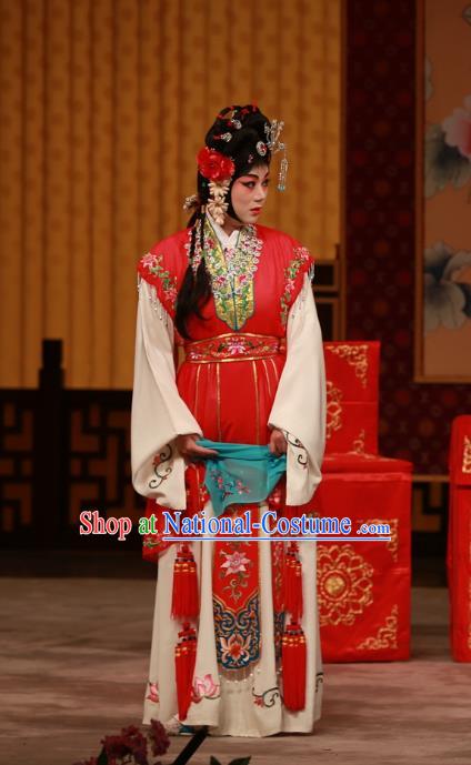 Chinese Beijing Opera Diva You Sanjie Apparels Costumes and Headdress You Sisters in the Red Chamber Traditional Peking Opera Actress Dress Garment