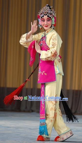 Chinese Beijing Opera Diva Sun Yujiao Apparels Costumes and Headdress Fa Men Temple Traditional Peking Opera Young Beauty Dress Actress Garment