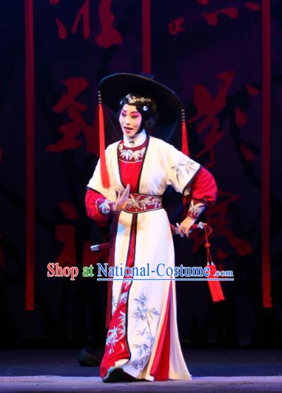 Chinese Beijing Opera Young Female Apparels Diva Jiang Yan Costumes and Headdress Da Meng Chang Ge Traditional Peking Opera Huadan Dress Garment