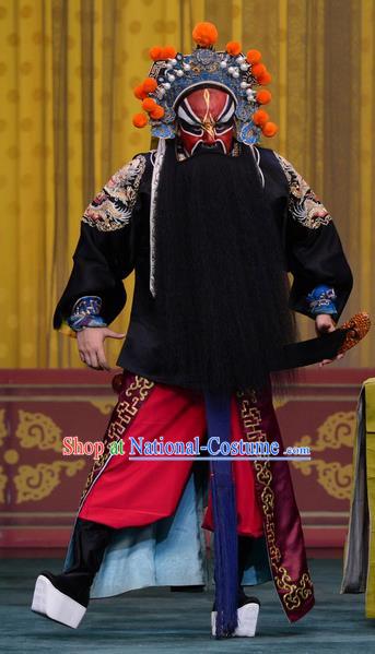 Chi Sang Zhen Chinese Peking Opera Martial Male Garment Costumes and Headwear Beijing Opera Takefu Apparels Bodyguard Wang Chao Clothing