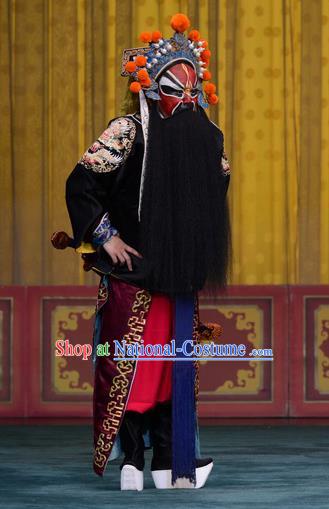 Chi Sang Zhen Chinese Peking Opera Martial Male Garment Costumes and Headwear Beijing Opera Takefu Apparels Bodyguard Wang Chao Clothing