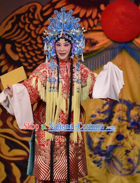 Chinese Beijing Opera Actress Apparels Court Lady Costumes and Headdress Imperial Concubine Mei Traditional Peking Opera Hua Tan Dress Garment