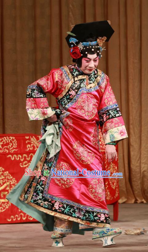 Chinese Beijing Opera Hua Tan Han Cuizhu Apparels Diva Costumes and Headdress Mei Yu Pei Traditional Peking Opera Dress Qing Dynasty Female Garment