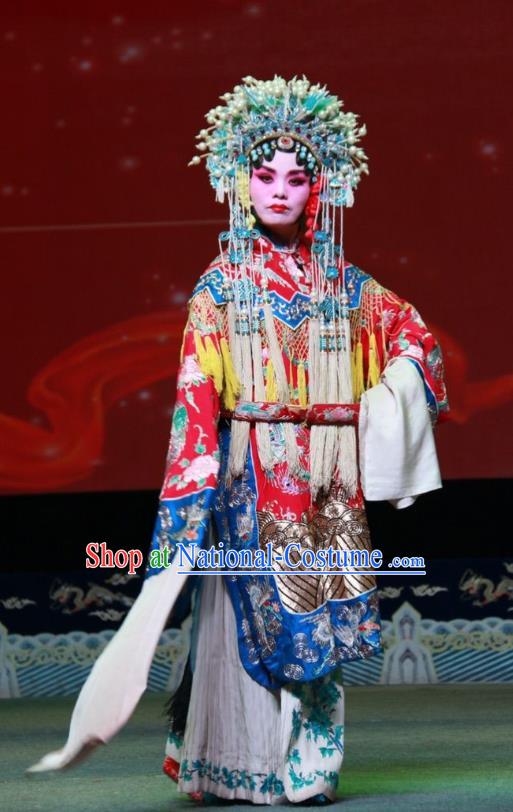 Chinese Shanxi Clapper Opera Hua Tan Garment Costumes and Headdress Jian Huang Gu Traditional Bangzi Opera Actress Dress Royal Princess Apparels