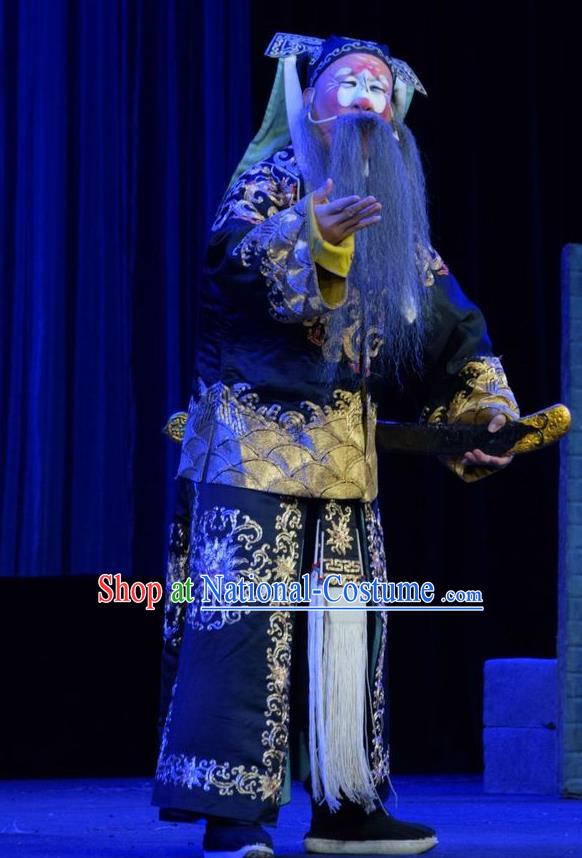 Li Hua Return Tang Chinese Shanxi Opera Elderly Soldier Apparels Costumes and Headpieces Traditional Jin Opera Garment Clown Clothing