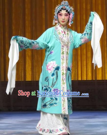 Chinese Hebei Clapper Opera Diva Yu Suqiu Garment Costumes and Headdress The Story of Jade Bracelet Traditional Bangzi Opera Actress Dress Rich Lady Apparels