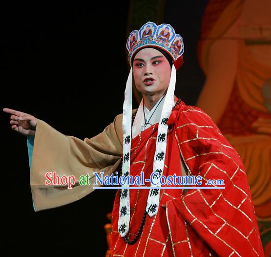 The Legend of Tenjiku Chinese Bangzi Opera Monk Tang Apparels Costumes and Headpieces Traditional Hebei Clapper Opera Young Male Garment Cassock Clothing