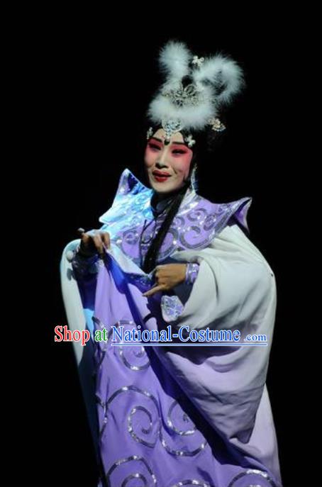 Chinese Hebei Clapper Opera Diva Garment Costumes and Headdress The Legend of Tenjiku Traditional Bangzi Opera Martial Female Dress Fairy Apparels