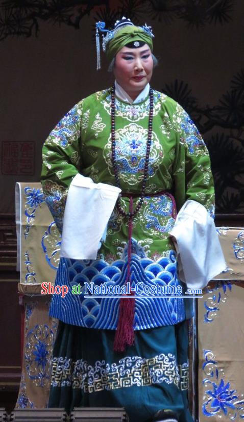 Chinese Hebei Clapper Opera Laodan Garment Costumes and Headdress Jin Yunu Traditional Bangzi Opera Pantaloon Dress Dame Apparels