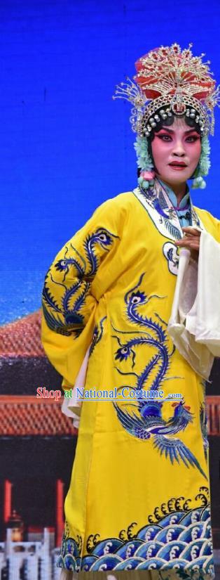 Chinese Jin Opera Court Empress Garment Costumes and Headdress Palm Civet for Prince Traditional Shanxi Opera Queen Liu Dress Diva Apparels